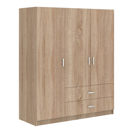 Ντουλάπα τρίφυλλη Royal pakoworld με συρτάρια sonoma 150x58x177εκ - Hippiehome.gr