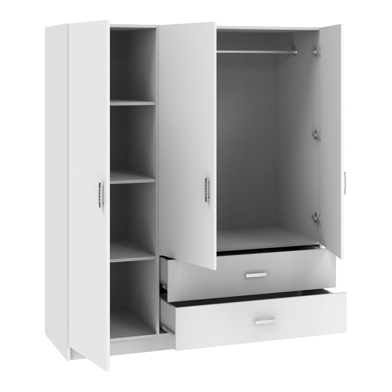 Ντουλάπα τρίφυλλη Royal pakoworld με συρτάρια λευκό 150x58x177εκ - Hippiehome.gr