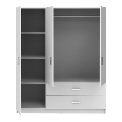Ντουλάπα τρίφυλλη Royal pakoworld με συρτάρια λευκό 150x58x177εκ - Hippiehome.gr