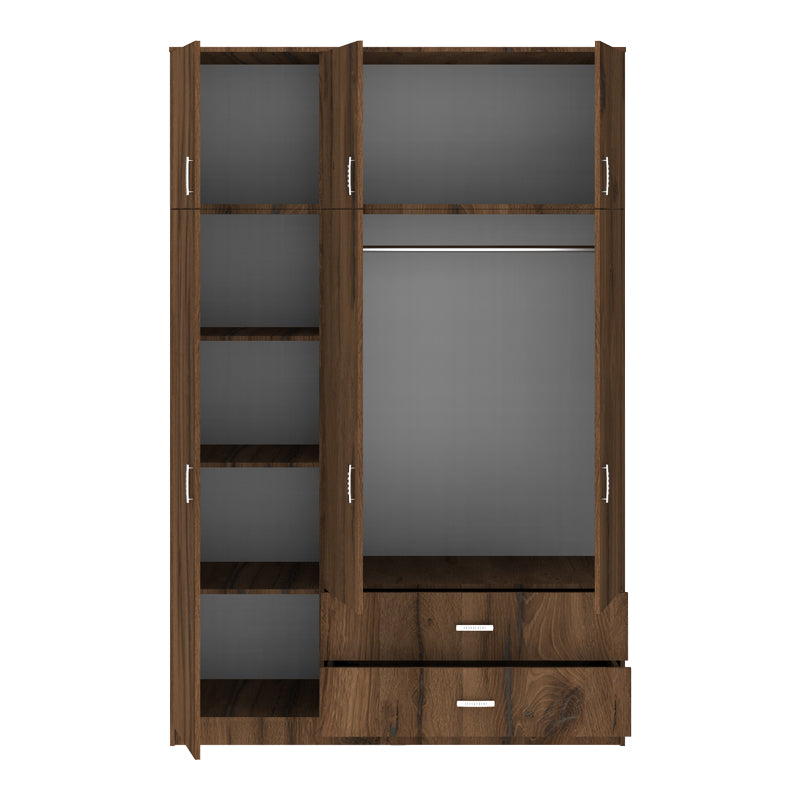 Ντουλάπα τρίφυλλη με συρτάρια Royal pakoworld καρυδι-oak 150x58x230εκ - Hippiehome.gr