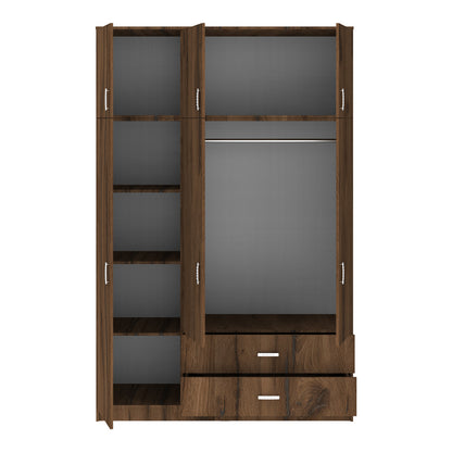 Ντουλάπα τρίφυλλη με συρτάρια Royal pakoworld καρυδι-oak 150x58x230εκ - Hippiehome.gr