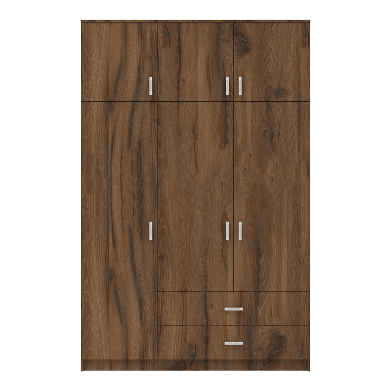 Ντουλάπα τρίφυλλη με συρτάρια Royal pakoworld καρυδι-oak 150x58x230εκ - Hippiehome.gr