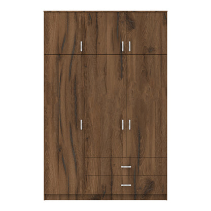 Ντουλάπα τρίφυλλη με συρτάρια Royal pakoworld καρυδι-oak 150x58x230εκ - Hippiehome.gr