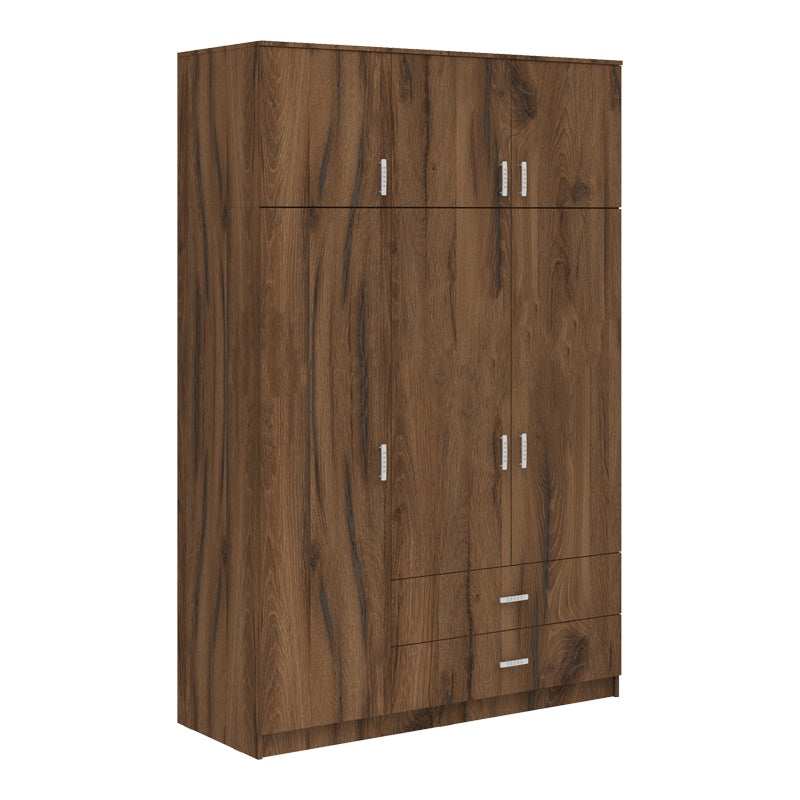 Ντουλάπα τρίφυλλη με συρτάρια Royal pakoworld καρυδι-oak 150x58x230εκ - Hippiehome.gr