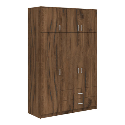 Ντουλάπα τρίφυλλη με συρτάρια Royal pakoworld καρυδι-oak 150x58x230εκ - Hippiehome.gr