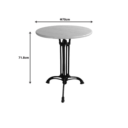 Τραπέζι μαρμάρινο Bastile pakoworld μαντέμι σε λευκή-μαύρη απόχρωση Φ70x71.8εκ - Hippiehome.gr