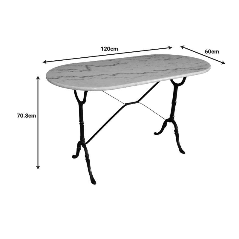 Τραπέζι μαρμάρινο Baluta pakoworld μαντέμι σε λευκή-μαύρη απόχρωση 120x60x70.8εκ - Hippiehome.gr