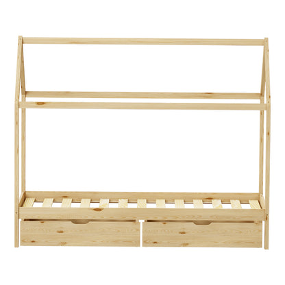 Παιδικό κρεβάτι Mellin τ. Montessori με 2 συρτάρια pakoworld ξύλο πεύκου σε φυσική απόχρωση 90x190εκ - Hippiehome.gr
