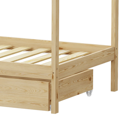 Παιδικό κρεβάτι Mellin τ. Montessori με 2 συρτάρια pakoworld ξύλο πεύκου σε φυσική απόχρωση 90x190εκ - Hippiehome.gr