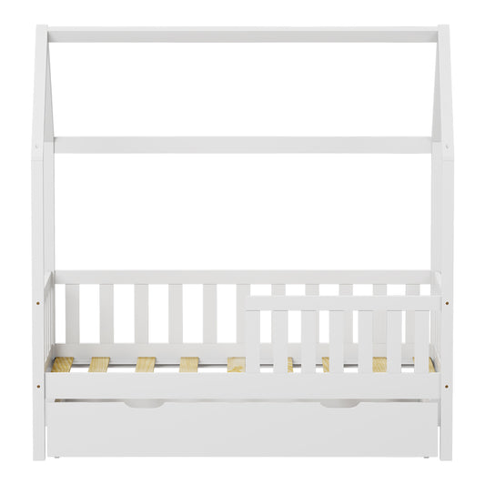 Παιδικό κρεβάτι Bendina τ. Montessori με συρτάρι pakoworld ξύλο πεύκου σε λευκή απόχρωση 70x140εκ - Hippiehome.gr