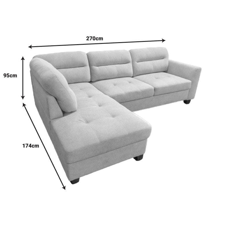 Γωνιακός καναπές αριστερή γωνία Camile pakoworld ύφασμα σε μπεζ απόχρωση 270x174x95εκ - Hippiehome.gr