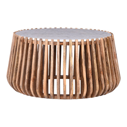 Τραπέζι σαλονιού Mable pakoworld mango ξύλο σε φυσική απόχρωση με επιφάνεια μαρμάρου Φ80x45εκ - Hippiehome.gr