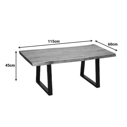 Τραπέζι σαλονιού Miles pakoworld μασίφ ξύλο ακακίας πάχους 3.7-4εκ σε καρυδί απόχρωση με μαύρα μεταλλικά πόδια 115x60x45εκ - Hippiehome.gr