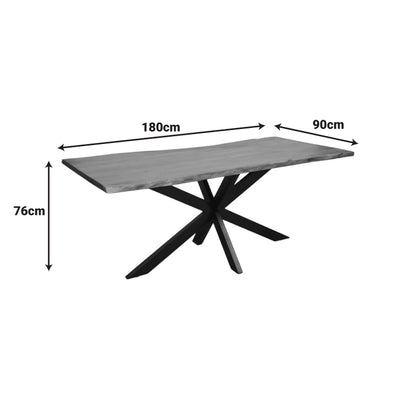 Τραπέζι Lenoua pakoworld μασίφ ξύλο ακακίας πάχους 3.7-4εκ σε καρυδί απόχρωση με μαύρα μεταλλικά πόδια 180x90x76εκ - Hippiehome.gr