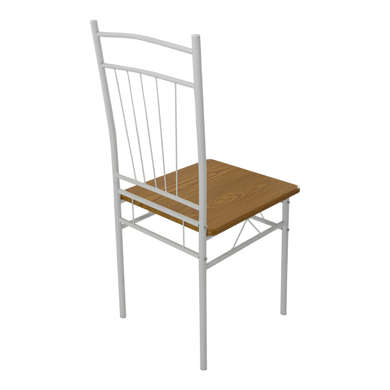 Τραπεζαρία Reforia pakoworld σετ 5τμχ mdf σε φυσική απόχρωση με λευκά μεταλλικά πόδια 110x60x74εκ - Hippiehome.gr