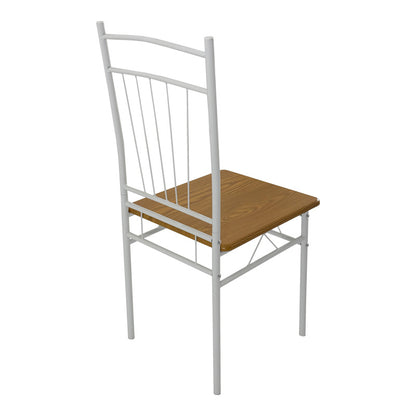 Τραπεζαρία Reforia pakoworld σετ 5τμχ mdf σε φυσική απόχρωση με λευκά μεταλλικά πόδια 110x60x74εκ - Hippiehome.gr