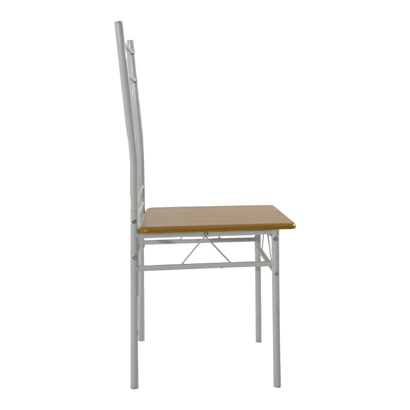 Τραπεζαρία Reforia pakoworld σετ 5τμχ mdf σε φυσική απόχρωση με λευκά μεταλλικά πόδια 110x60x74εκ - Hippiehome.gr