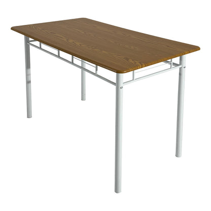 Τραπεζαρία Reforia pakoworld σετ 5τμχ mdf σε φυσική απόχρωση με λευκά μεταλλικά πόδια 110x60x74εκ - Hippiehome.gr