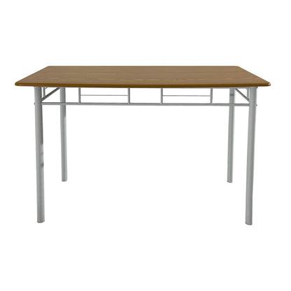 Τραπεζαρία Reforia pakoworld σετ 5τμχ mdf σε φυσική απόχρωση με λευκά μεταλλικά πόδια 110x60x74εκ - Hippiehome.gr