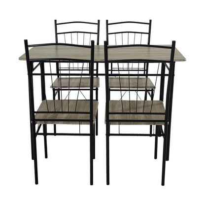 Τραπεζαρία Reforia pakoworld σετ 5τμχ mdf σε γκρι απόχρωση με μαύρα μεταλλικά πόδια 110x60x74εκ - Hippiehome.gr