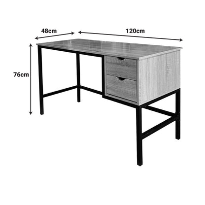 Γραφείο εργασίας Ramen pakoworld σε sonoma απόχρωση με μαύρα μεταλλικά πόδια 120x48x76εκ - Hippiehome.gr