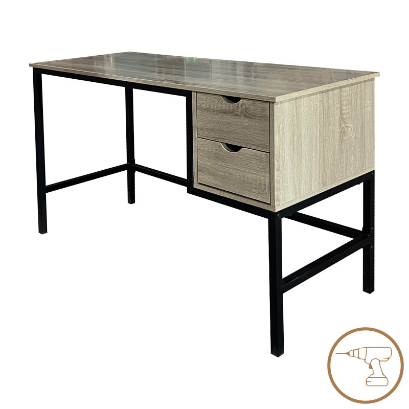 Γραφείο εργασίας Ramen pakoworld σε sonoma απόχρωση με μαύρα μεταλλικά πόδια 120x48x76εκ - Hippiehome.gr