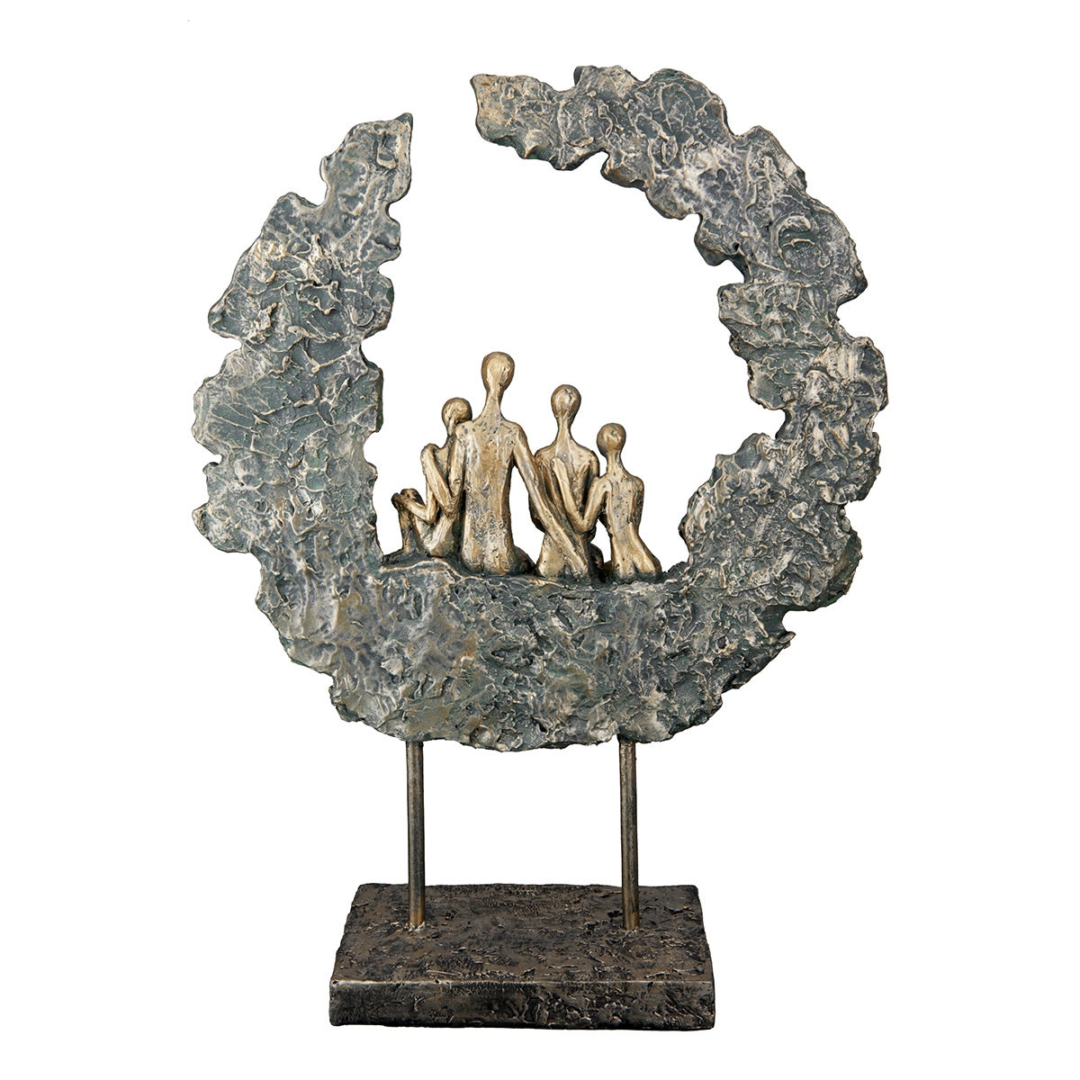 Γλυπτό Round "Familie" Πολυρεζίνη Χρυσό Πράσινο PU 14x8x32.5cm - Hippiehome.gr