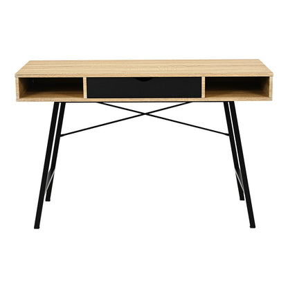 Γραφείο εργασίας Yamin pakoworld σε oak απόχρωση με πόδι μαύρο μέταλλο 120x48x76εκ - Hippiehome.gr