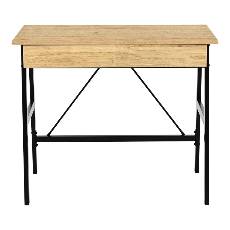 Γραφείο εργασίας Lione pakoworld με συρτάρια σε oak απόχρωση με πόδι μαύρο μέταλλο 90x50x75εκ - Hippiehome.gr