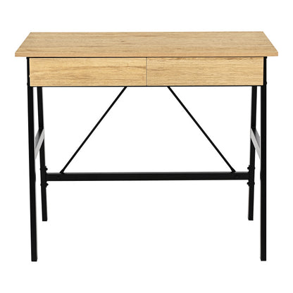 Γραφείο εργασίας Lione pakoworld με συρτάρια σε oak απόχρωση με πόδι μαύρο μέταλλο 90x50x75εκ - Hippiehome.gr