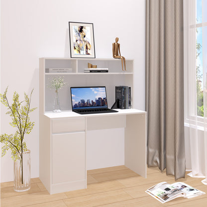 Γραφείο εργασίας Secreta pakoworld με ράφι σε λευκή απόχρωση 110x50x135εκ - Hippiehome.gr