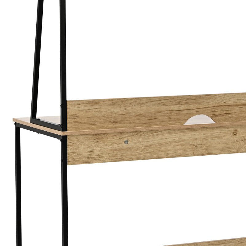 Γραφείο εργασίας Herbey pakoworld με ράφια σε oak απόχρωση με πόδι μαύρο μέταλλο 100x48x139εκ - Hippiehome.gr