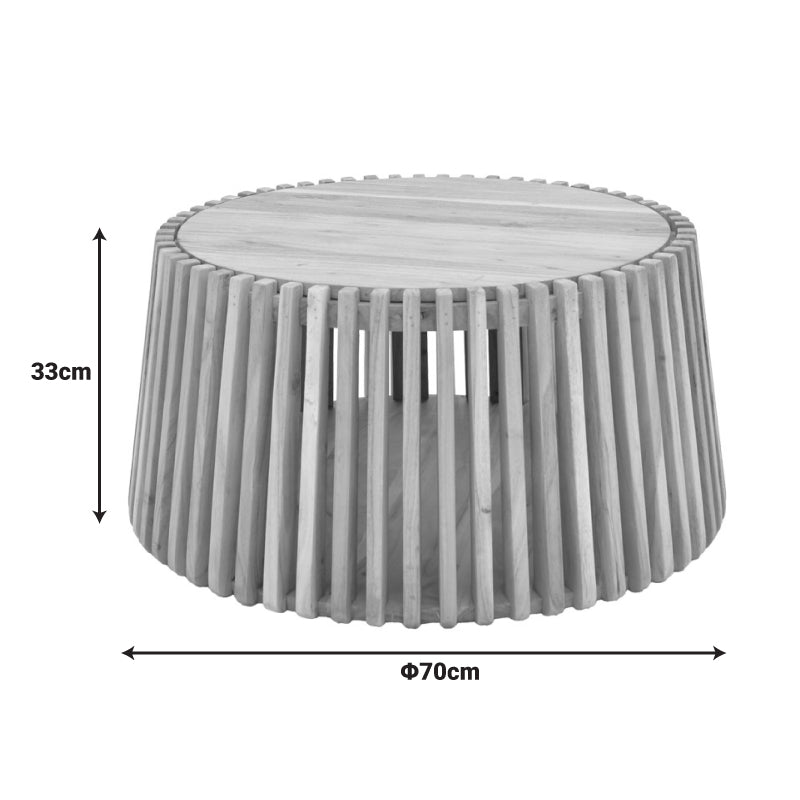 Τραπέζι με αποθηκευτικό χώρο Nesta pakoworld μασίφ ακακίας σε φυσική απόχρωση Φ70x33εκ - Hippiehome.gr