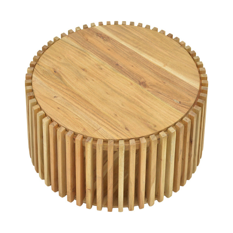 Τραπέζι με αποθηκευτικό χώρο Nesta pakoworld μασίφ ακακίας σε φυσική απόχρωση Φ70x33εκ - Hippiehome.gr