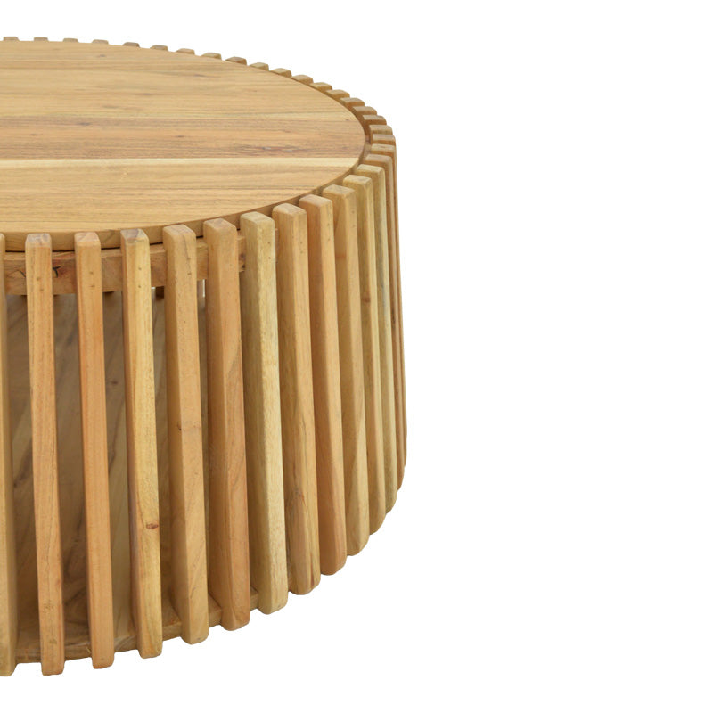 Τραπέζι με αποθηκευτικό χώρο Nesta pakoworld μασίφ ακακίας σε φυσική απόχρωση Φ70x33εκ - Hippiehome.gr