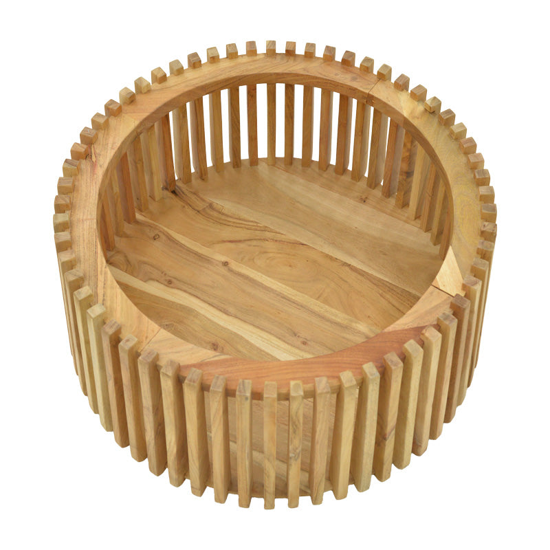 Τραπέζι με αποθηκευτικό χώρο Nesta pakoworld μασίφ ακακίας σε φυσική απόχρωση Φ70x33εκ - Hippiehome.gr