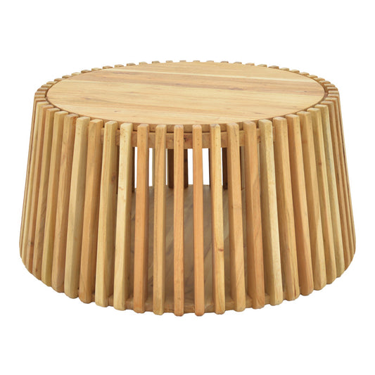 Τραπέζι με αποθηκευτικό χώρο Nesta pakoworld μασίφ ακακίας σε φυσική απόχρωση Φ70x33εκ - Hippiehome.gr