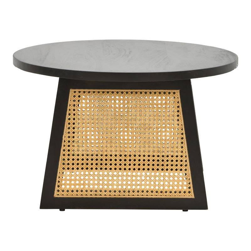 Τραπέζι Tamarind pakoworld ξύλο mango-φυσικό rattan σε μαύρη απόχρωση Φ65x40εκ - Hippiehome.gr