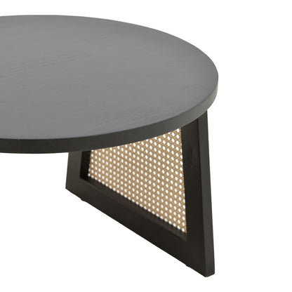 Τραπέζι Tamarind pakoworld ξύλο mango-φυσικό rattan σε μαύρη απόχρωση Φ65x40εκ - Hippiehome.gr