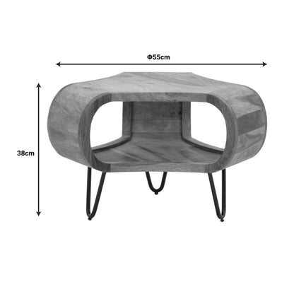 Τραπέζι Merck pakoworld μασιφ ξύλο sheesham σε καρυδί απόχρωση με μαύρα μεταλλικά πόδια Φ55x38εκ - Hippiehome.gr