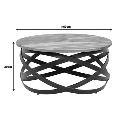 Τραπέζι Monar pakoworld μασιφ ξύλο sheesham σε καρυδί απόχρωση με μαύρα μεταλλικά πόδια Φ60x30εκ - Hippiehome.gr