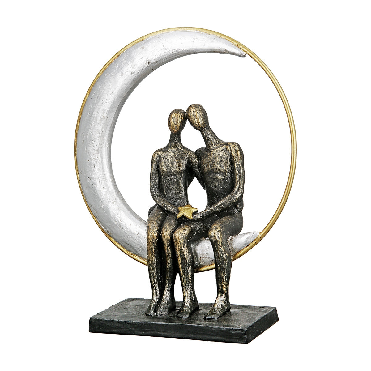 Γλυπτό Moon "Moonlight" Couple Motif Πολυρεζίνη Μπρούντζινο PU 24x9x29cm - Hippiehome.gr