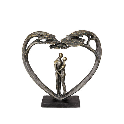 Γλυπτό Καρδιά "Love Tree" Couple Motif Πολυρεζίνη Μπρούντζινο PU 32X8x31.5cm - Hippiehome.gr