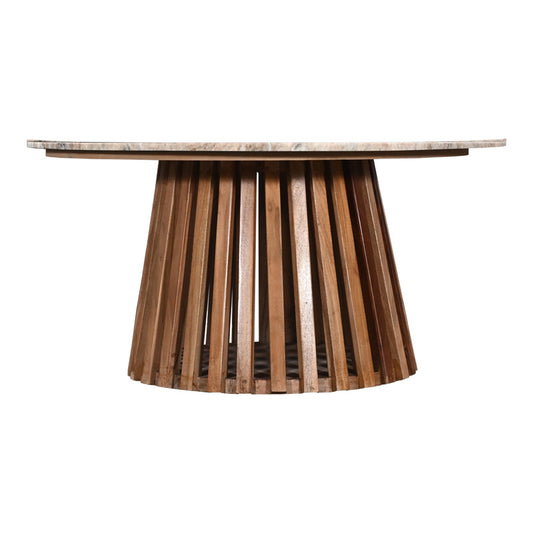 Τραπέζι σαλονιού Mable pakoworld μασίφ ξύλο ακακίας σε φυσική απόχρωση και επιφάνεια μαρμάρου Φ100x45εκ - Hippiehome.gr