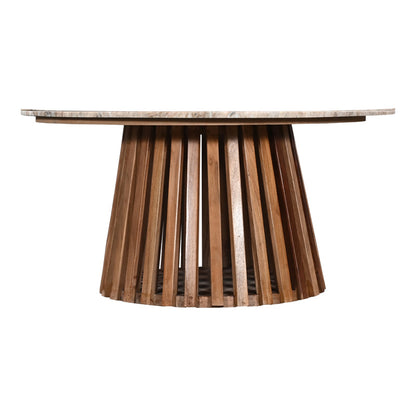 Τραπέζι σαλονιού Mable pakoworld μασίφ ξύλο ακακίας σε φυσική απόχρωση και επιφάνεια μαρμάρου Φ100x45εκ - Hippiehome.gr