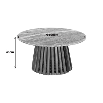 Τραπέζι σαλονιού Mable pakoworld μασίφ ξύλο ακακίας σε φυσική απόχρωση και επιφάνεια μαρμάρου Φ100x45εκ - Hippiehome.gr