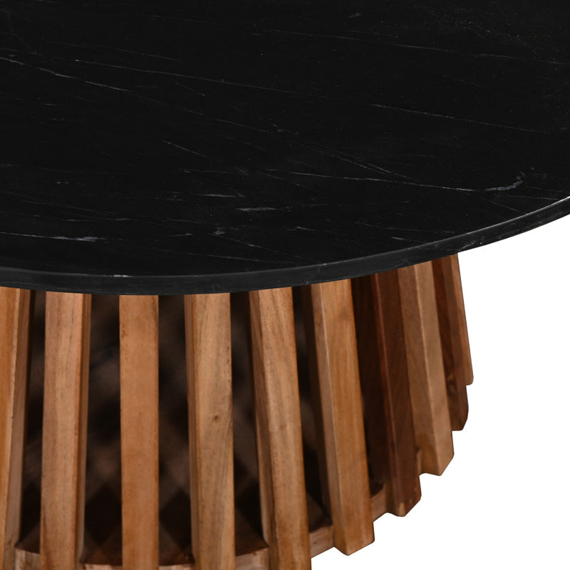 Τραπέζι σαλονιού Mable pakoworld μασίφ ξύλο ακακίας σε φυσική απόχρωση και επιφάνεια μαύρου μαρμάρου Φ100x45εκ - Hippiehome.gr