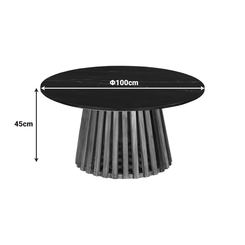 Τραπέζι σαλονιού Mable pakoworld μασίφ ξύλο ακακίας σε φυσική απόχρωση και επιφάνεια μαύρου μαρμάρου Φ100x45εκ - Hippiehome.gr