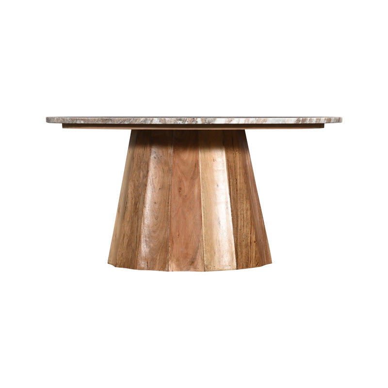 Τραπέζι σαλονιού Ezerdian pakoworld μασίφ ξύλο ακακίας σε φυσική απόχρωση με επιφάνεια μαρμάρου Φ90x45εκ - Hippiehome.gr