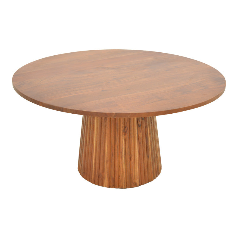 Τραπέζι σαλονιού Tully pakoworld μασίφ ξύλο ακακίας σε καρυδί απόχρωση Φ80x40εκ - Hippiehome.gr